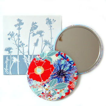 Rose Red Silk Covered Compact Mirror, 3 of 3
