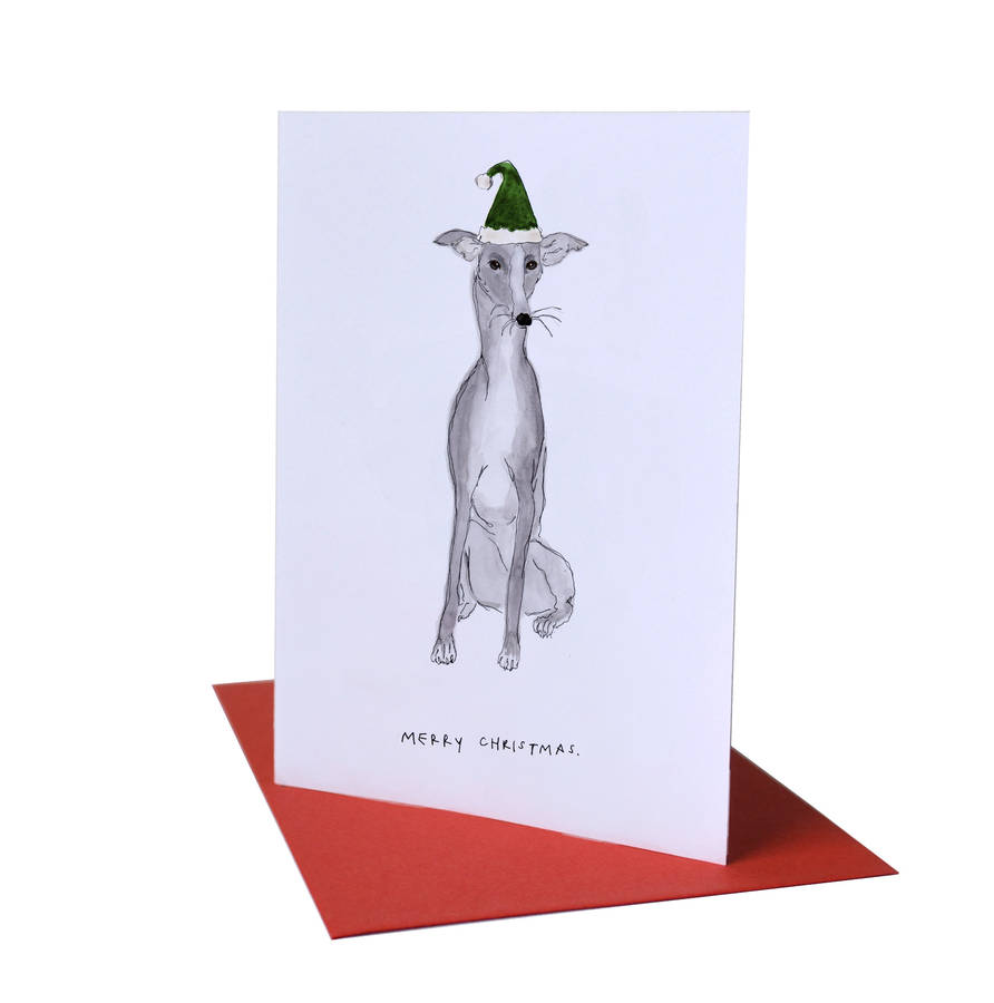 'Merry Christmas' Whippet Christmas Card