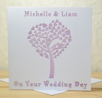Laser Cut Wedding Tree Heart Card, 5 of 7