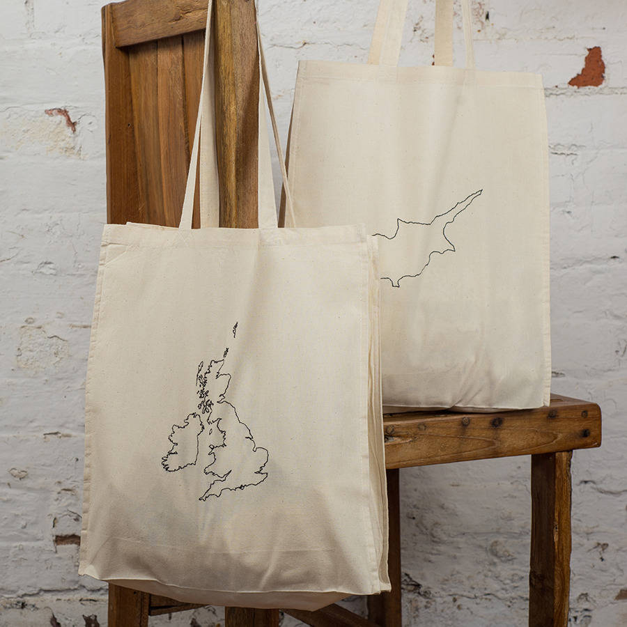 Maps Tote Bag. Two Countries By Thread Squirrel | notonthehighstreet.com