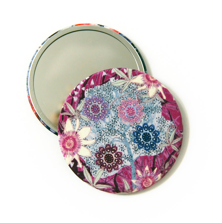 Shadow Berry Silk Covered Compact Mirror, 1 of 3