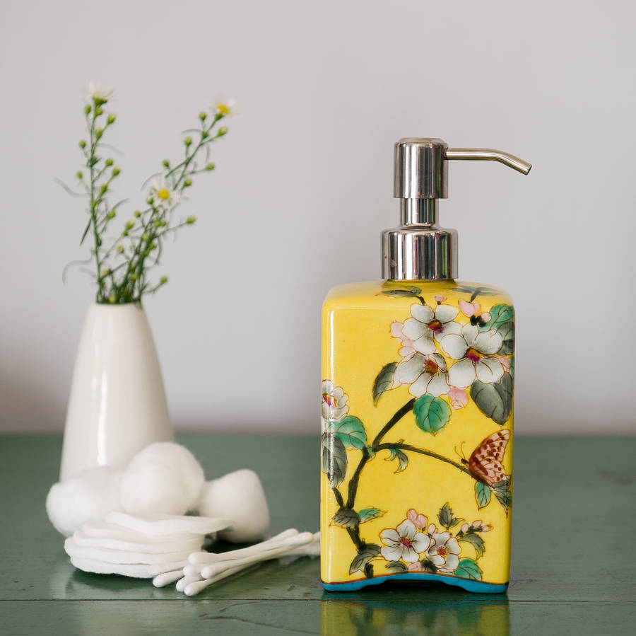 Ceramic Soap Dispenser With Flower Decorations By Orchid