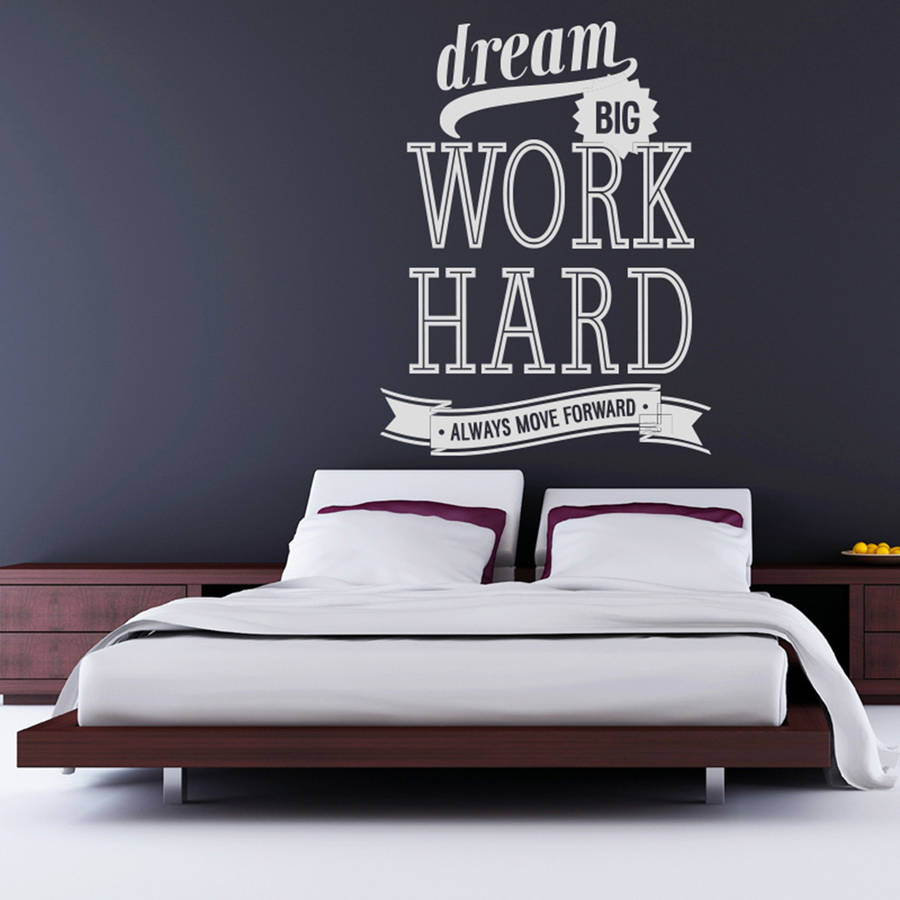 'dream big work hard…' wall sticker by wall art