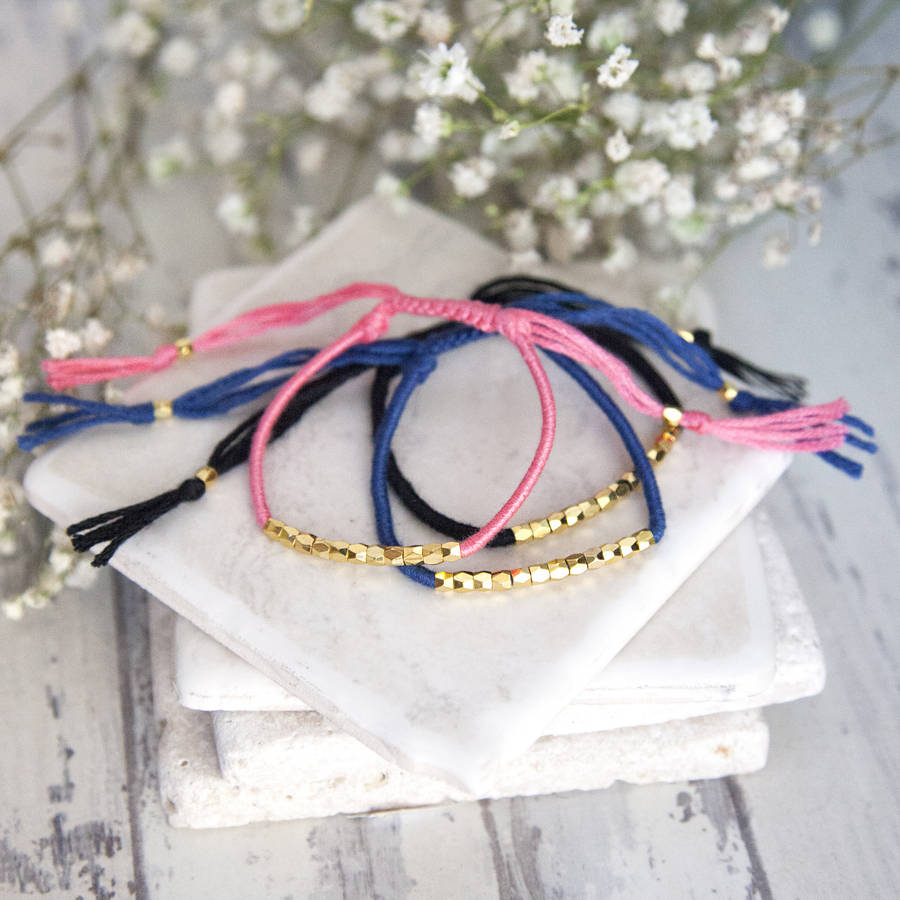 gold beaded friendship bracelet by junk jewels