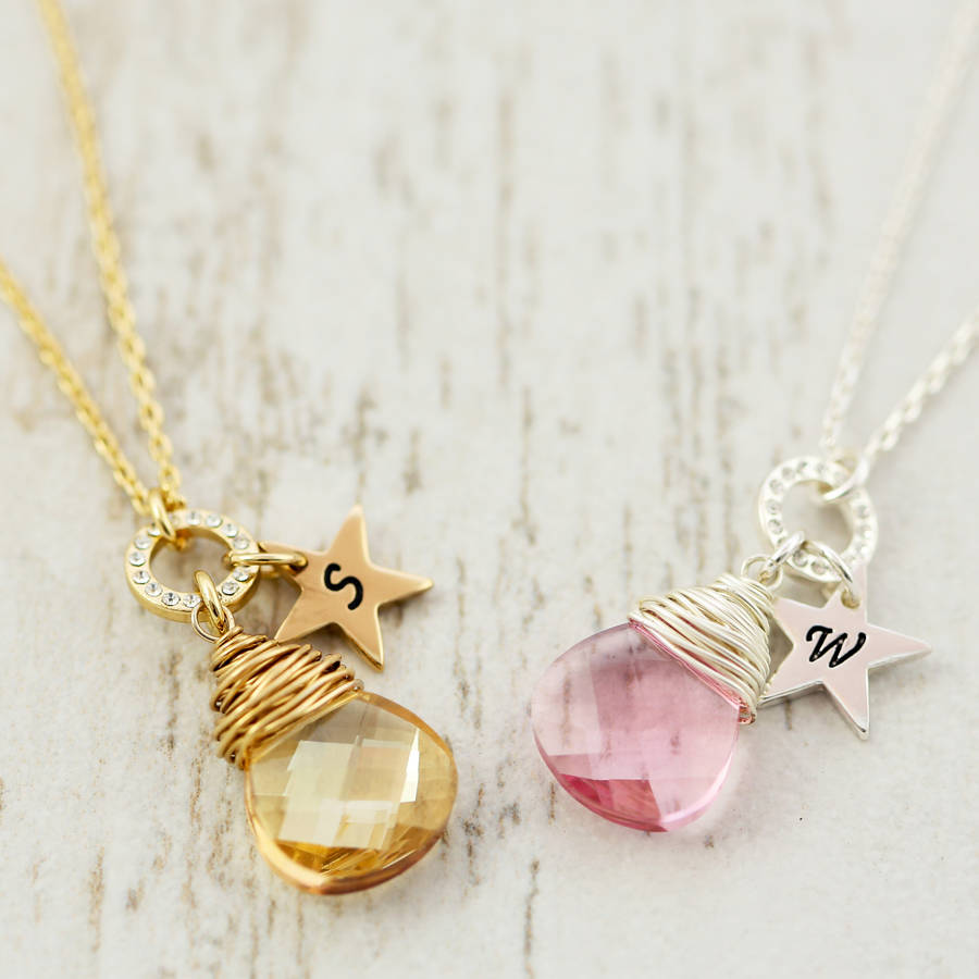 crystal drop necklace made with swarovski crystal by j&s jewellery