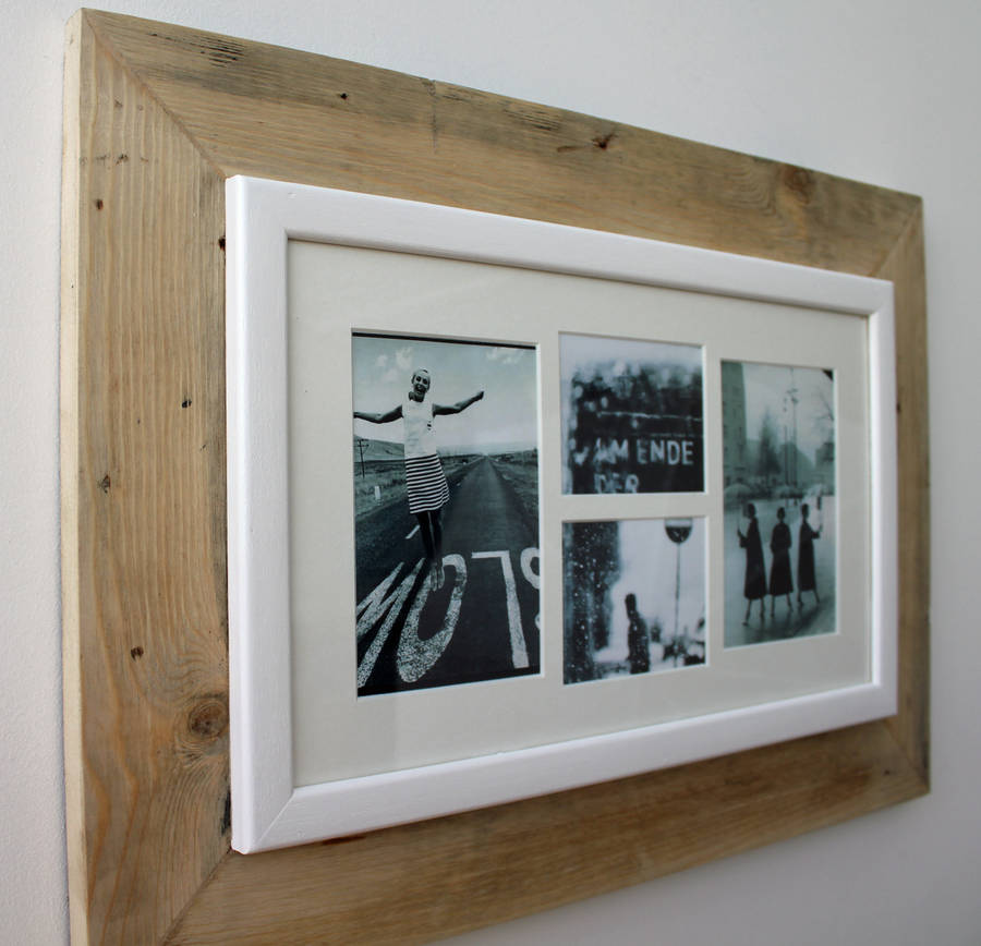 Reclaimed Wooden Multi Aperture Four Photo Frame By MöA Design
