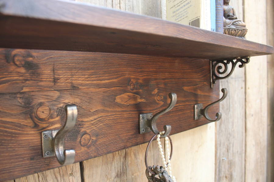 reclaimed wood victorian coat hook shelf by möa design