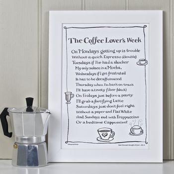 Personalised Coffee Print With Coffee Poem, 2 of 7