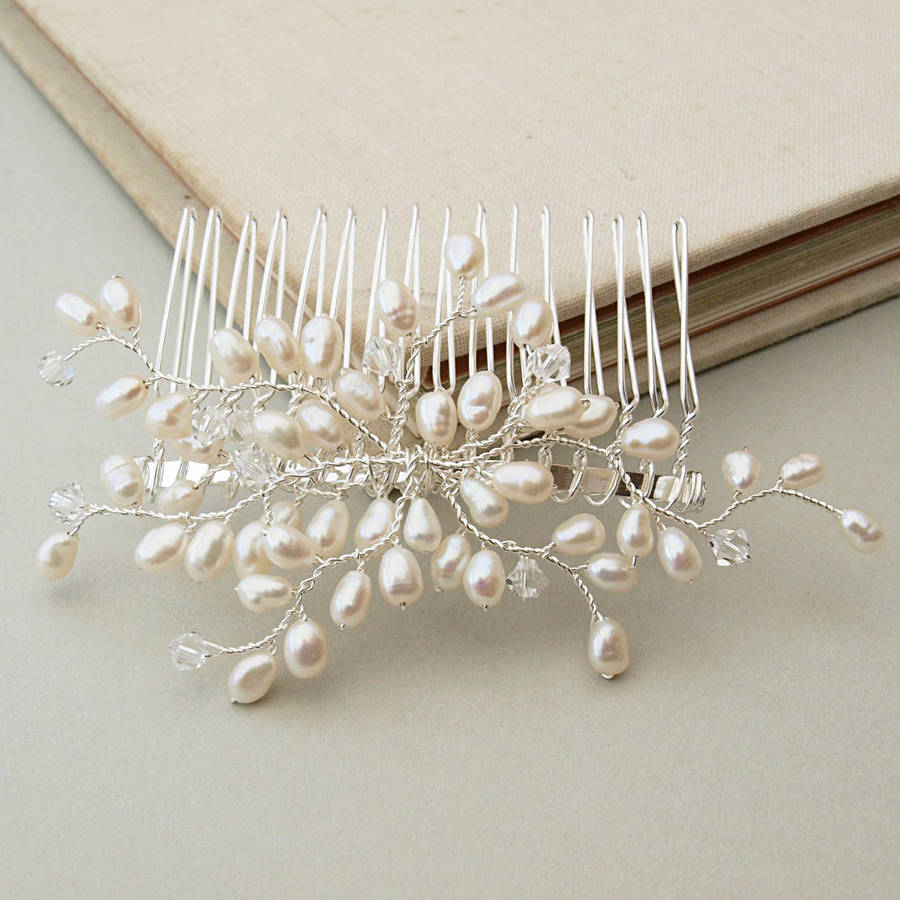 bud pearl bridal hair comb by jewellery made by me