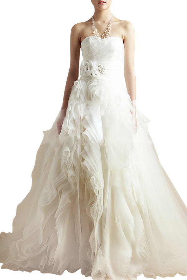 long strapless gown