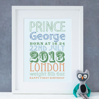 Personalised New Baby Birth Date Print, 5 of 12