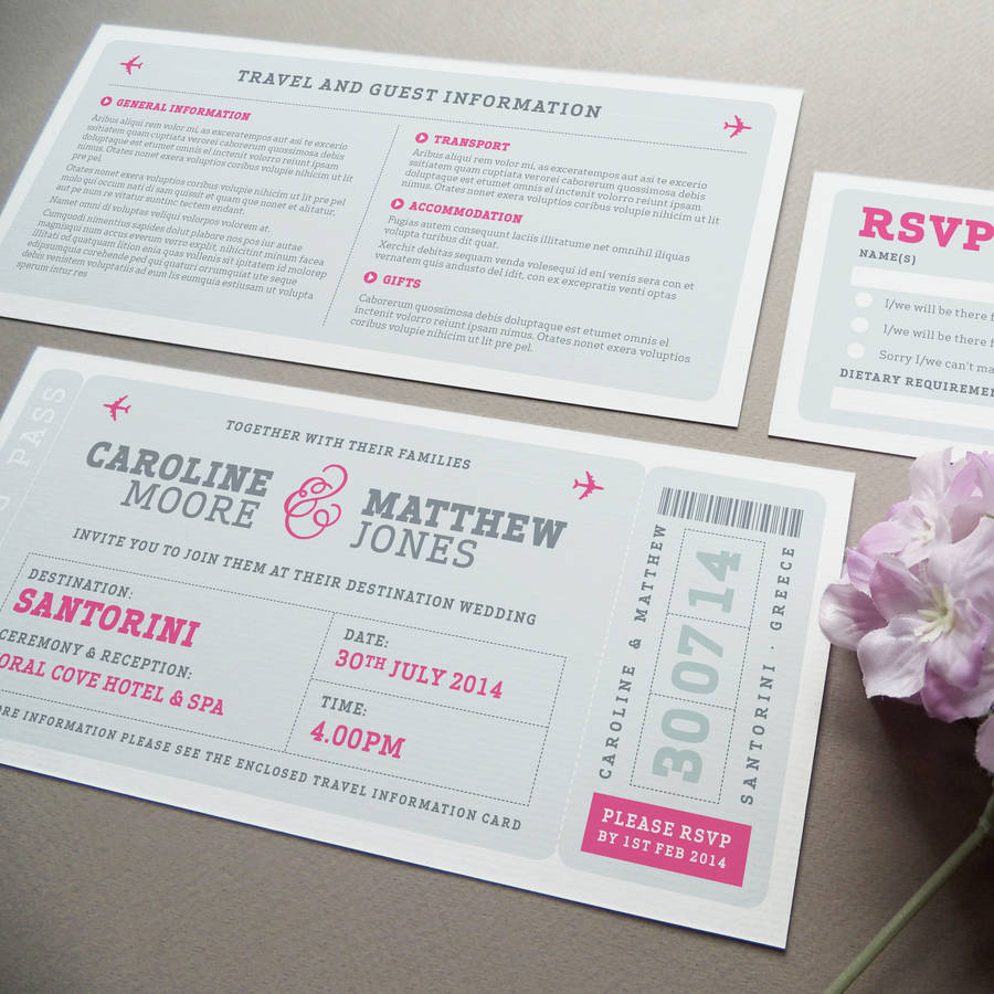 Airline Boarding Pass Wedding Invitation By Project Pretty