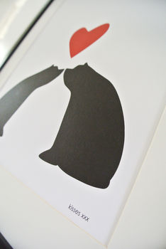 Bear Couple Sitting Silhouette, Personalised A3 Print, 6 of 7