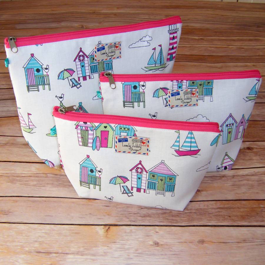 Beach Huts Bunting Nautical Boat Makeup Wash Bag By Lovely Jubbly