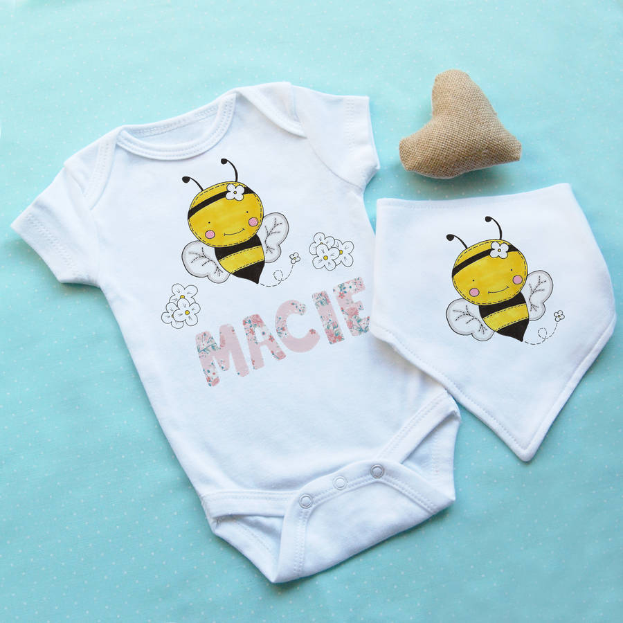 Personalized baby bumble bee clothes