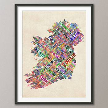 Ireland City Text Map, 6 of 7