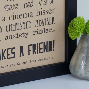 Personalised Friend Print With Friend Poem, 6 of 9