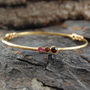 Garnet And Ruby Triple Stone Sterling Silver Bangle, thumbnail 2 of 4