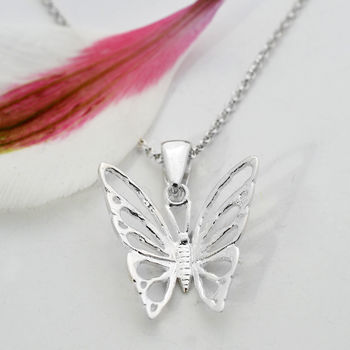 Sterling Silver Medium Butterfly Necklace, 3 of 6