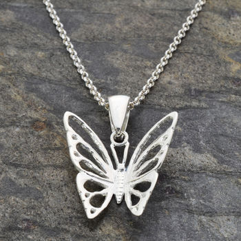 Sterling Silver Medium Butterfly Necklace, 2 of 6