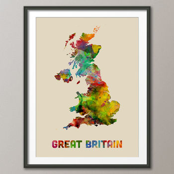Great Britain Map Watercolour Print, 5 of 6