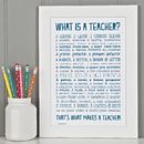 personalised teacher print with teacher poem by bespoke verse ...