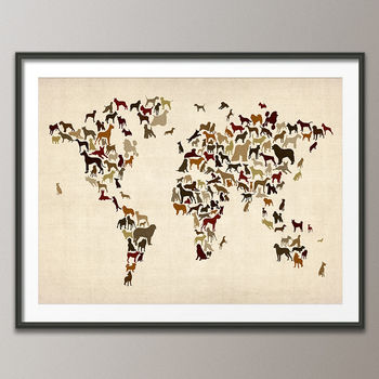 Dogs World Map Art Print, 4 of 5