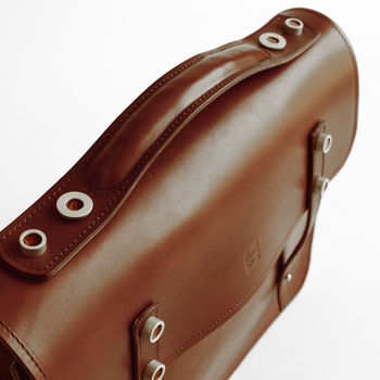 Luxury Handmade Leather Briefcase Satchel, 9 of 11
