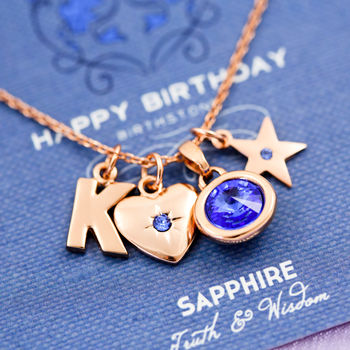 Mixed Charm Birthstone Necklace On Gift Card, 3 of 12
