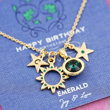 Mixed Charm Birthstone Necklace On Gift Card, 4 of 12