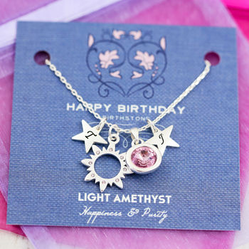 Mixed Charm Birthstone Necklace On Gift Card, 6 of 12
