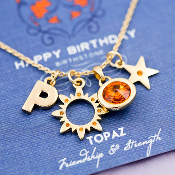 Mixed Charm Birthstone Necklace On Gift Card, 2 of 12