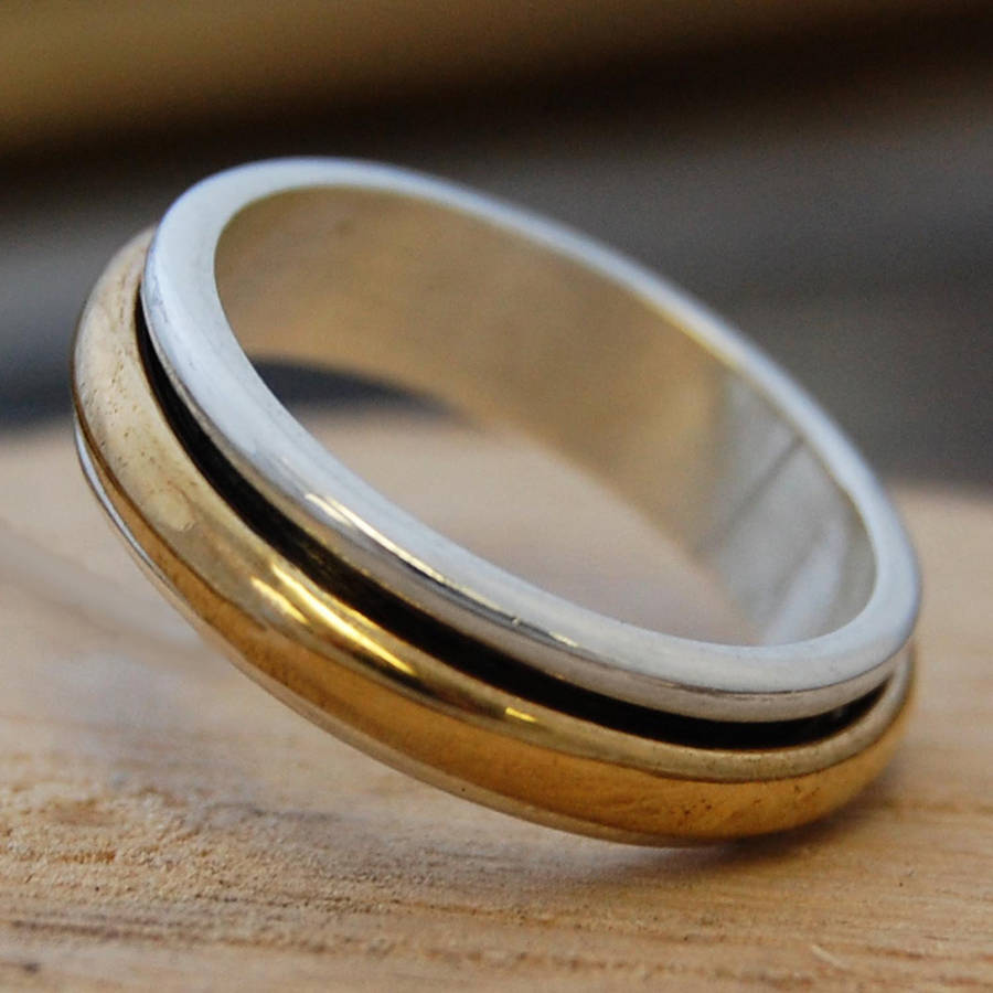 Sterling Silver  And Gold  Spin Ring  By Otis Jaxon 