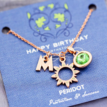 Mixed Charm Birthstone Necklace On Gift Card, 11 of 12