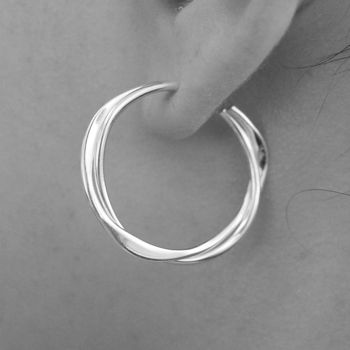 Solid Sterling Silver Interwoven Hoop Earrings, 7 of 8