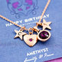 Mixed Charm Birthstone Necklace On Gift Card, thumbnail 1 of 12