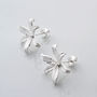 Sterling Silver Lily Flower Star Stud Earrings, thumbnail 4 of 7