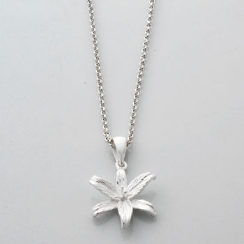 Sterling Silver Lily Flower Star Necklace, 4 of 7