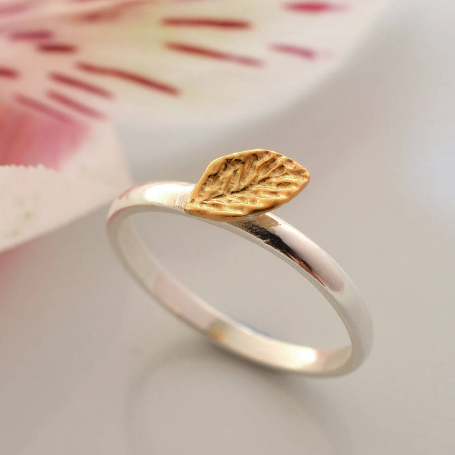 Silver And Gold Leaf Ring By Martha Jackson Sterling Silver