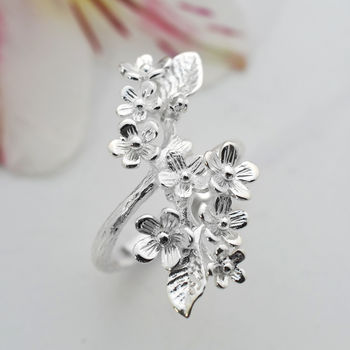 Sterling Silver Forget Me Not Cluster Ring, 3 of 7