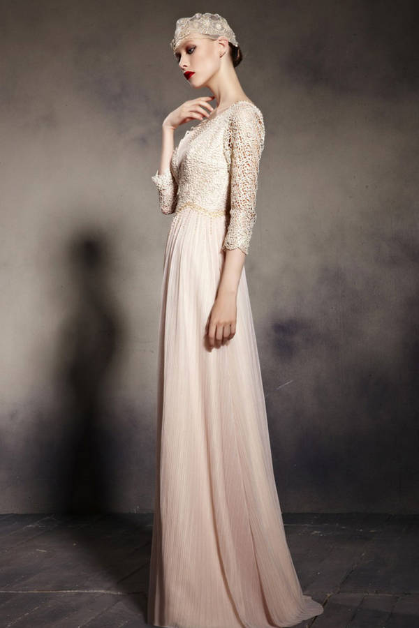 cream long gown