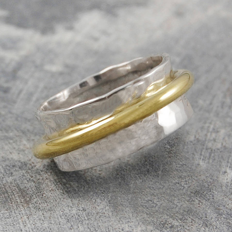 Sterling Silver And Gold Plate Spinning Ring By Otis Jaxon