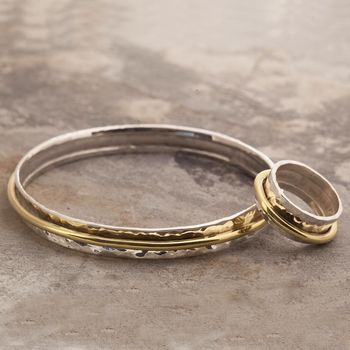 Sterling Silver And Gold Plate Spinning Ring, 7 of 8