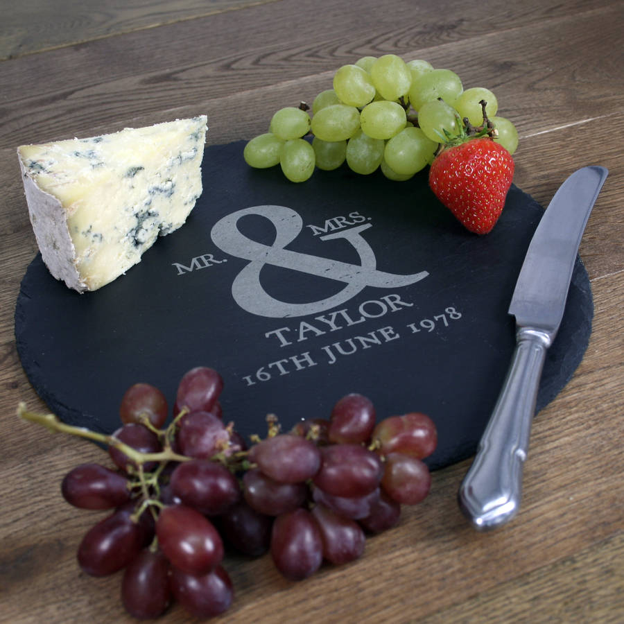 personalised ampersand slate cheese board by the letteroom