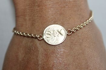 Personalised 'Signature' 9ct Gold Medal Chain Bracelet, 10 of 12