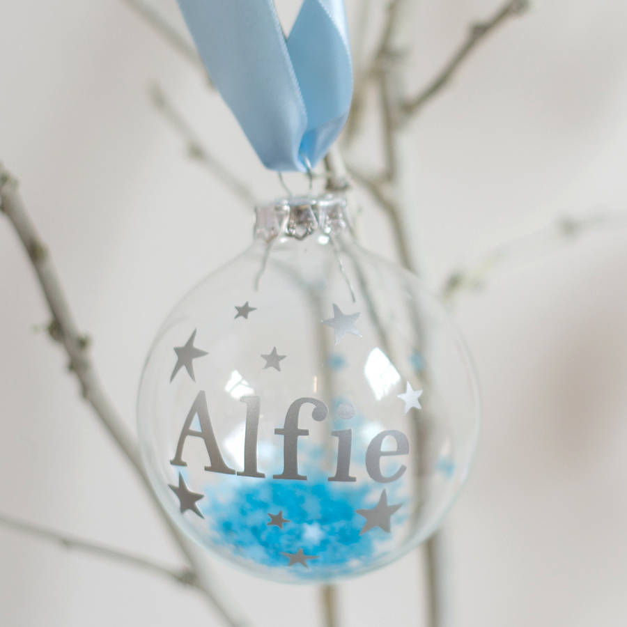 Bespoke silhouette baby's first christmas bauble by studio 