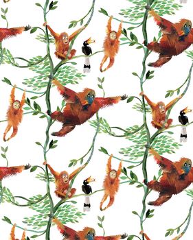 Swinging Orangutans Child's Wallpaper, 2 of 2
