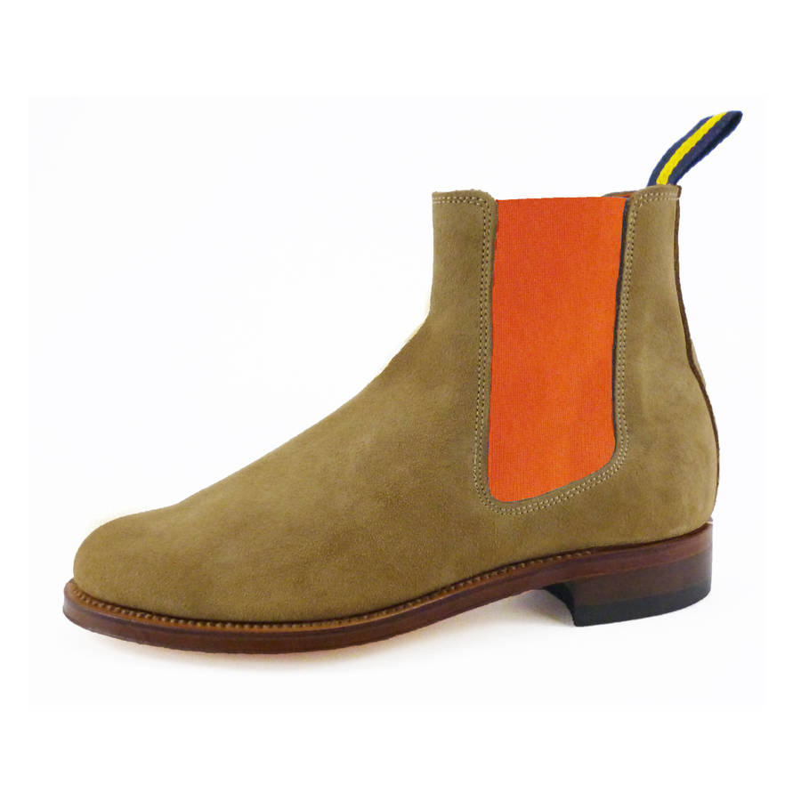 chelsea boots orange elastic
