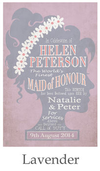 Maid Of Honour Personalised Wedding Print, 3 of 5