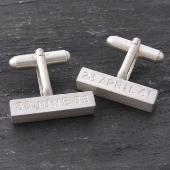 Chunky Silver Personalised Bar Cuff Links, 7 of 7